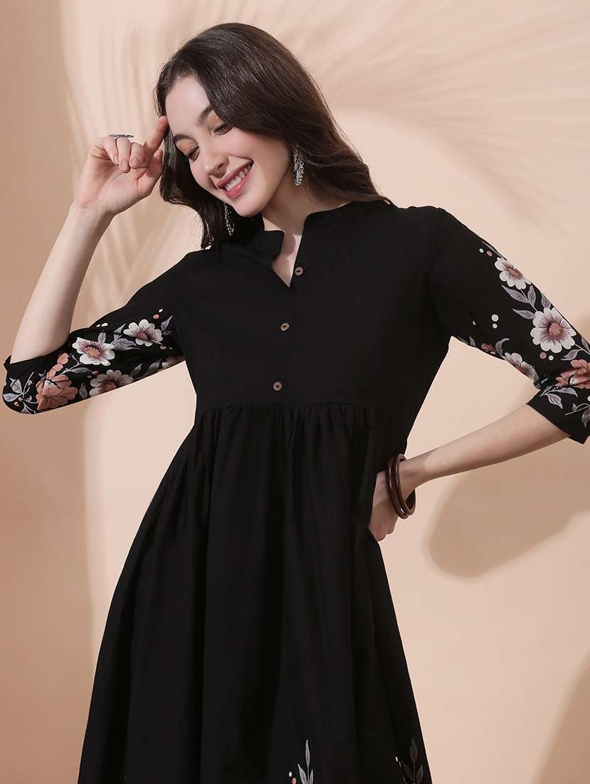 women floral three quarter sleeve ethnic dress - 22378327 -  Standard Image - 1