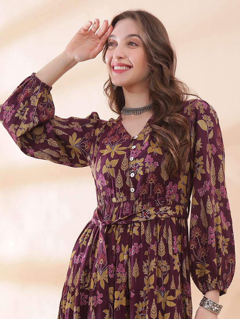 women floral puff sleeve tiered maxi dress - 22378330 -  Standard Image - 1