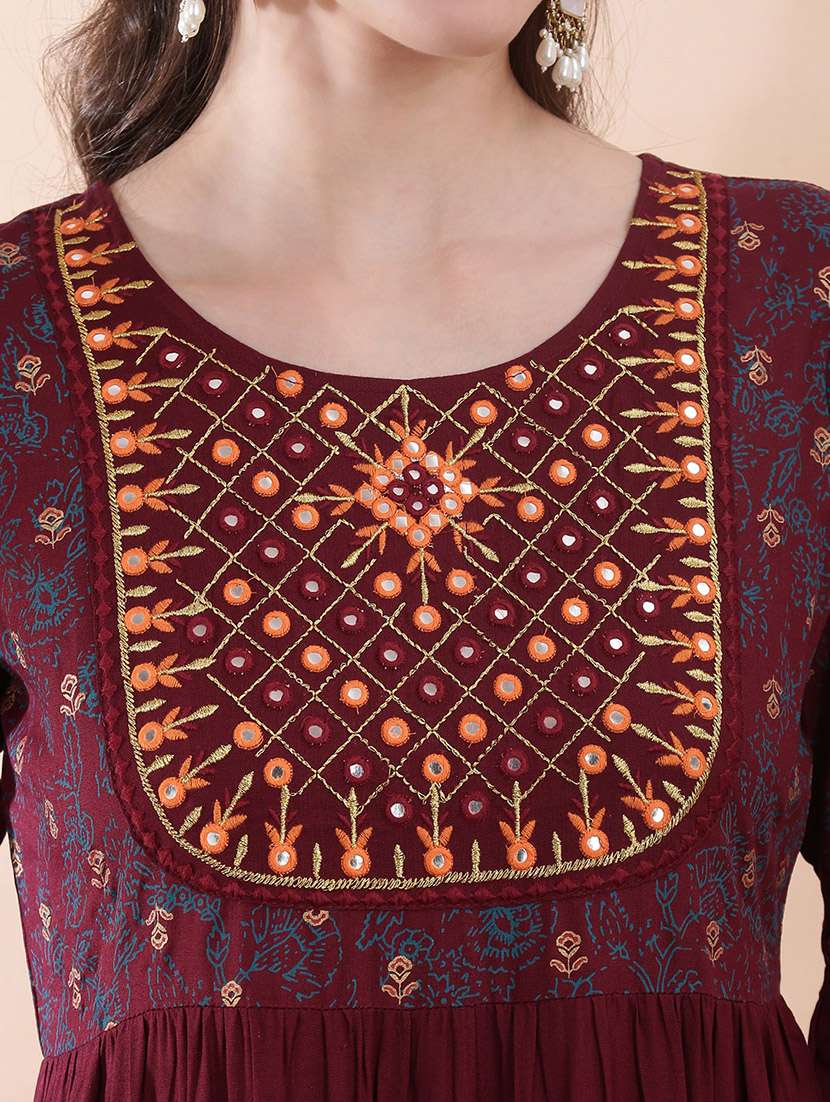 women printed bell sleeve tiered ethnic dress - 22378332 -  Standard Image - 4