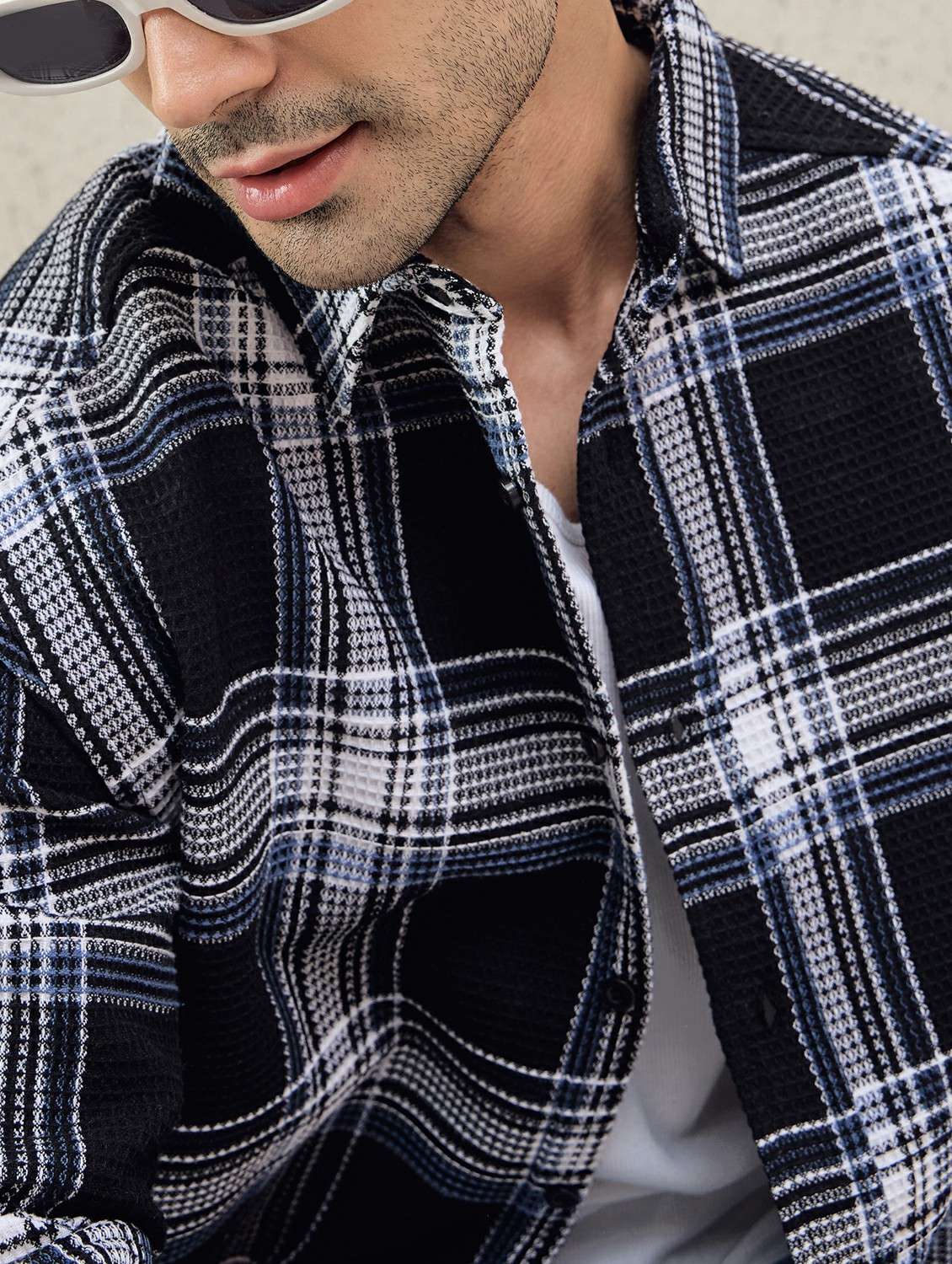 men checkered long sleeve oversized casual shirt - 22378374 -  Standard Image - 1