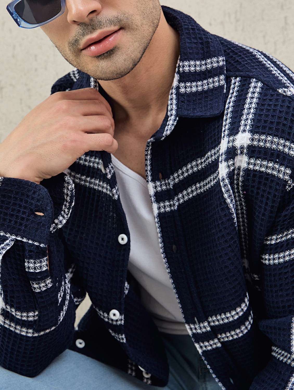 men checkered long sleeve oversized casual shirt - 22378375 -  Standard Image - 1