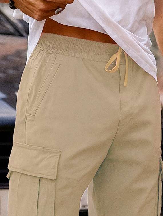 men solid mid rise regular fit cargo shorts - 22378533 -  Standard Image - 1