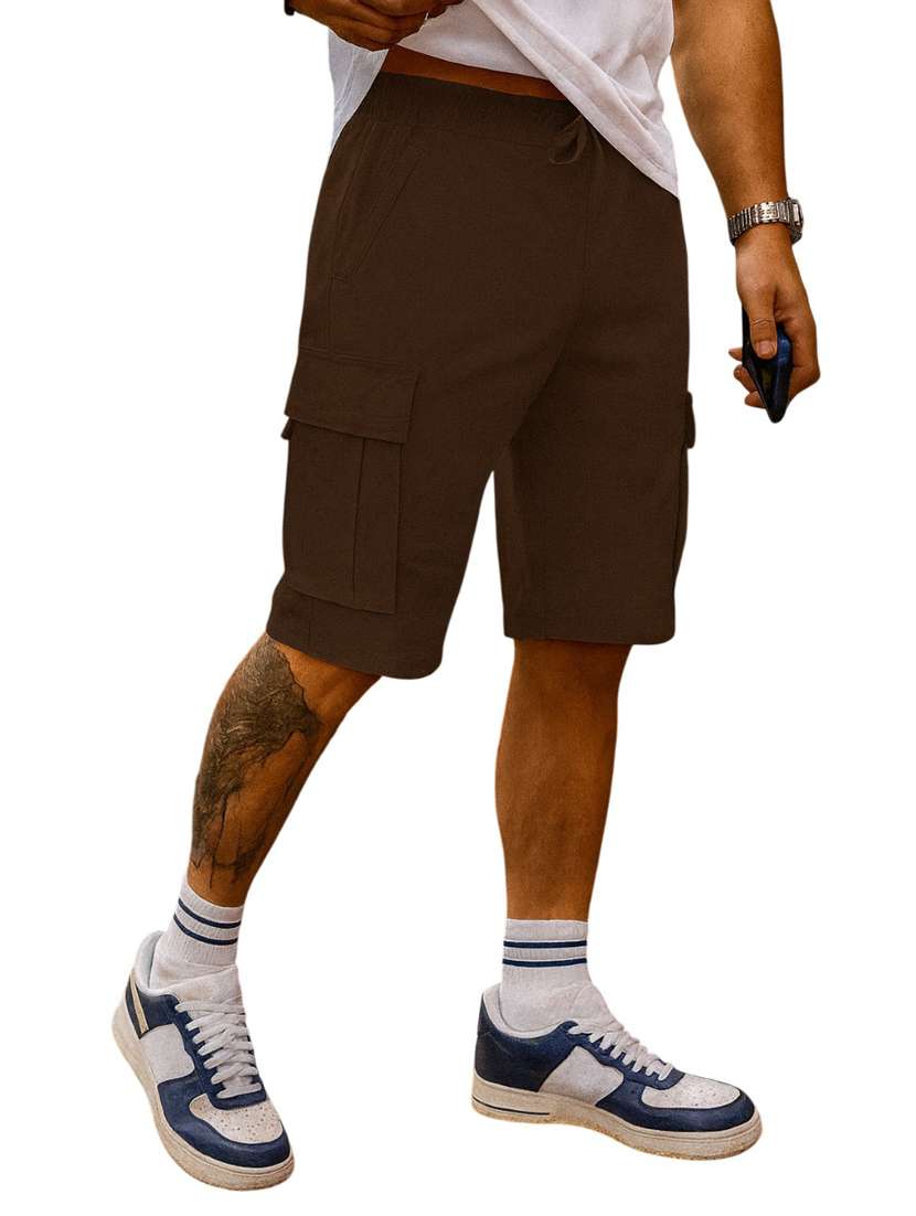 men solid mid rise regular fit cargo shorts - 22378536 -  Standard Image - 1