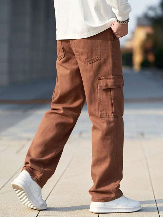 men solid mid rise relaxed fit cargo - 22378552 -  Standard Image - 4