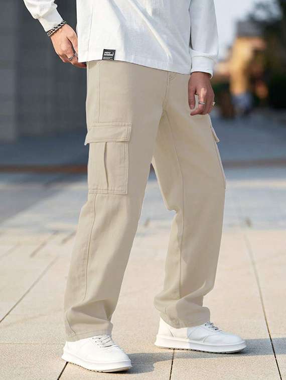 men solid mid rise relaxed fit cargo - 22378554 -  Standard Image - 4