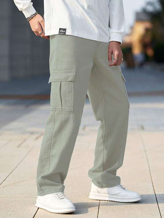 men solid mid rise relaxed fit cargo - 22378555 -  Standard Image - 1