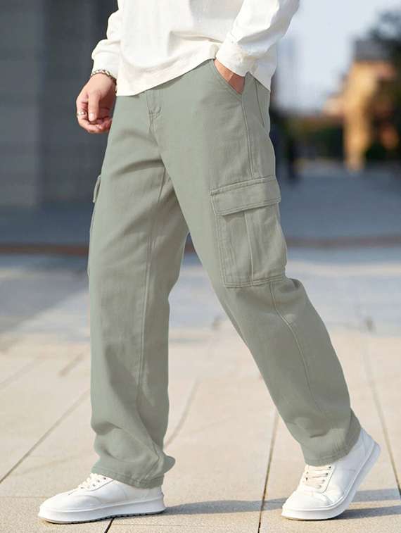 men solid mid rise relaxed fit cargo - 22378555 -  Standard Image - 4