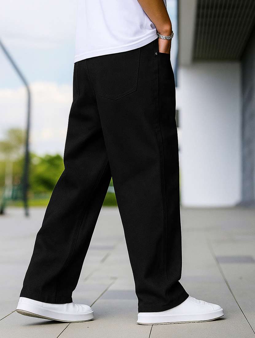 men plain mid rise full length baggy jeans - 22378557 -  Standard Image - 4