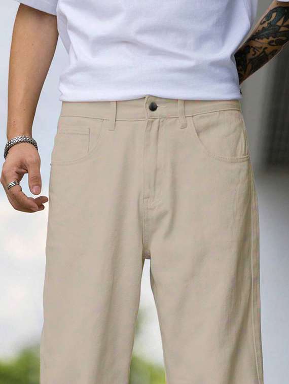 men plain mid rise full length baggy jeans - 22378558 -  Standard Image - 1