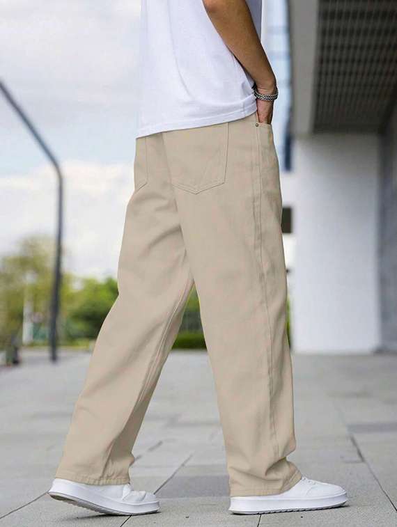 men plain mid rise full length baggy jeans - 22378558 -  Standard Image - 4