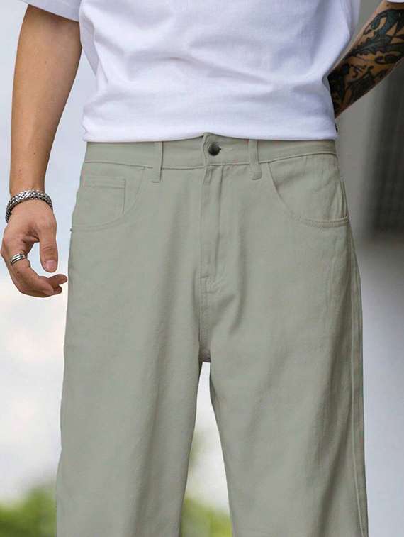 men plain mid rise full length baggy jeans - 22378559 -  Standard Image - 1