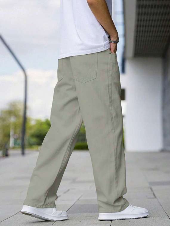 men plain mid rise full length baggy jeans - 22378559 -  Standard Image - 4