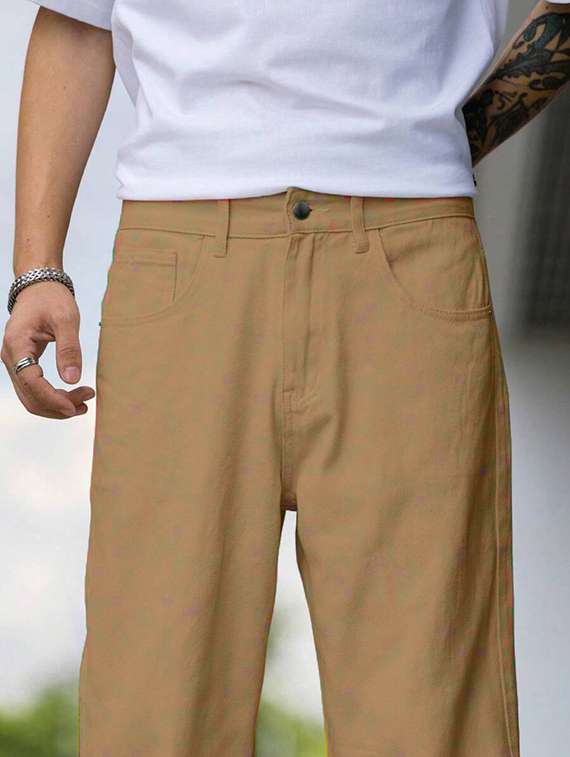 men plain mid rise full length baggy jeans - 22378560 -  Standard Image - 1