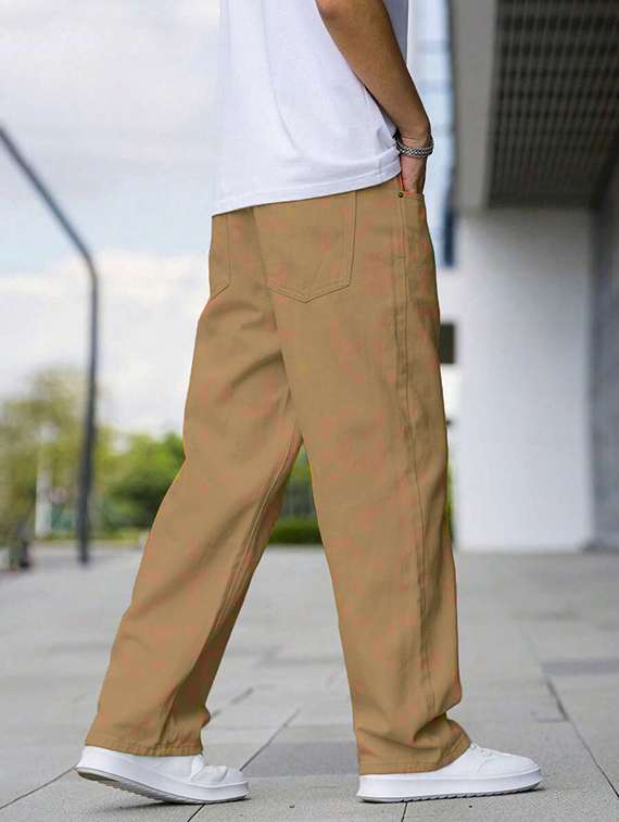 men plain mid rise full length baggy jeans - 22378560 -  Standard Image - 4