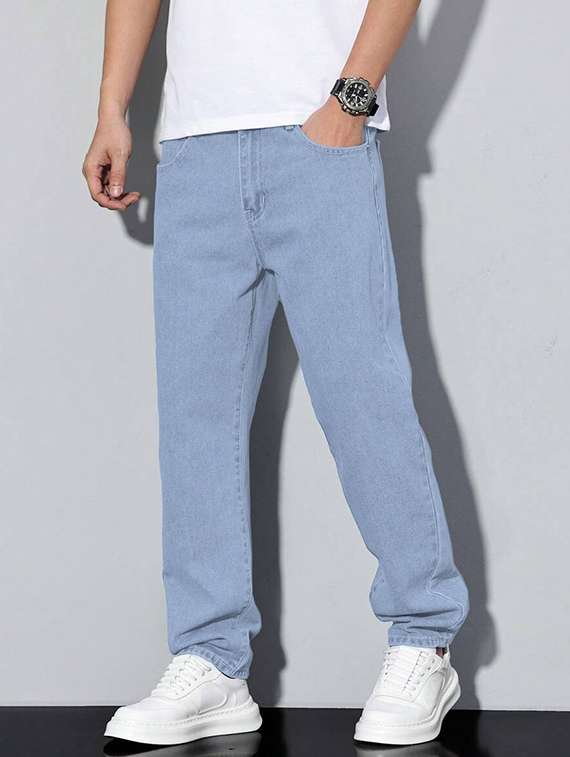 men plain mid rise full length relaxed fit jeans - 22378562 -  Standard Image - 1