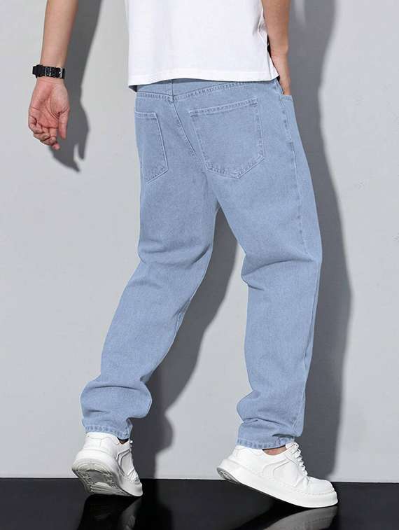 men plain mid rise full length relaxed fit jeans - 22378562 -  Standard Image - 4