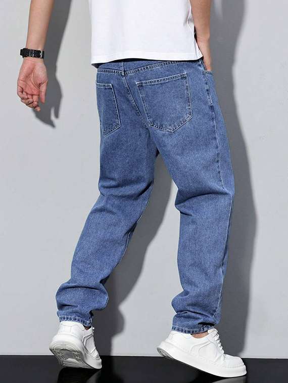 men plain mid rise full length relaxed fit jeans - 22378563 -  Standard Image - 4