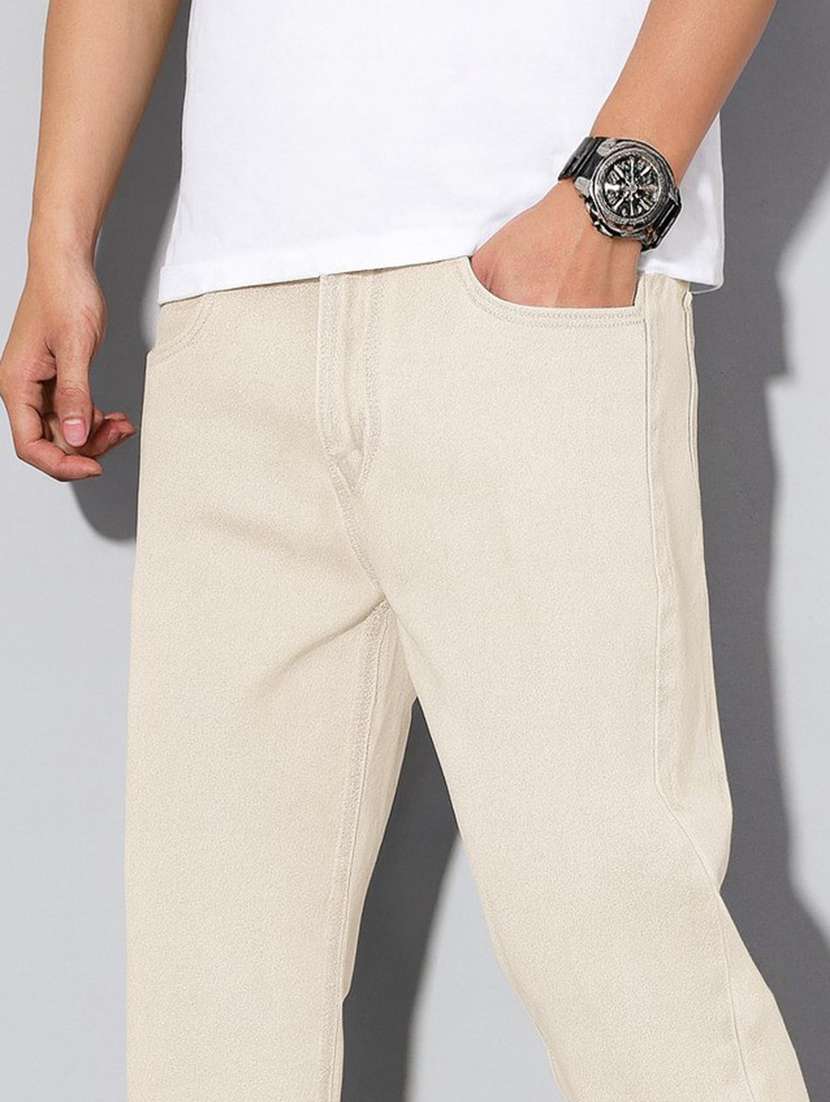 men plain mid rise full length relaxed fit jeans - 22378565 -  Standard Image - 1
