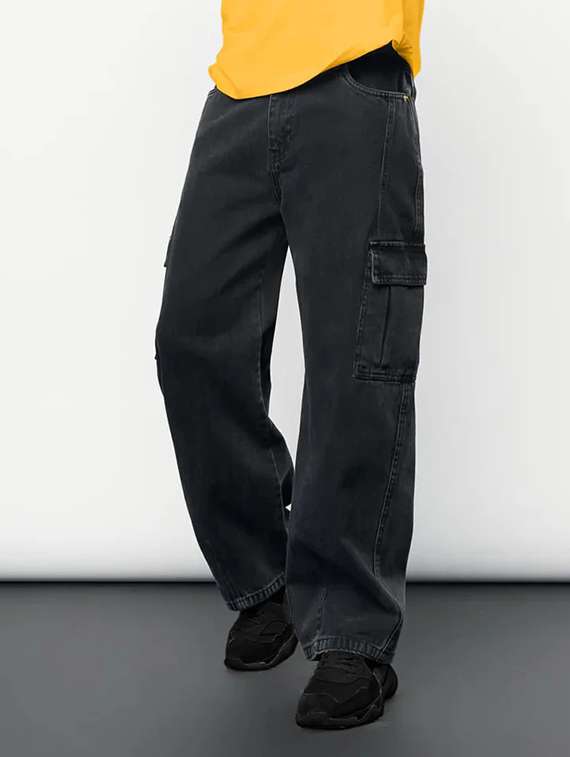 men solid mid rise baggy cargo - 22378581 -  Standard Image - 1