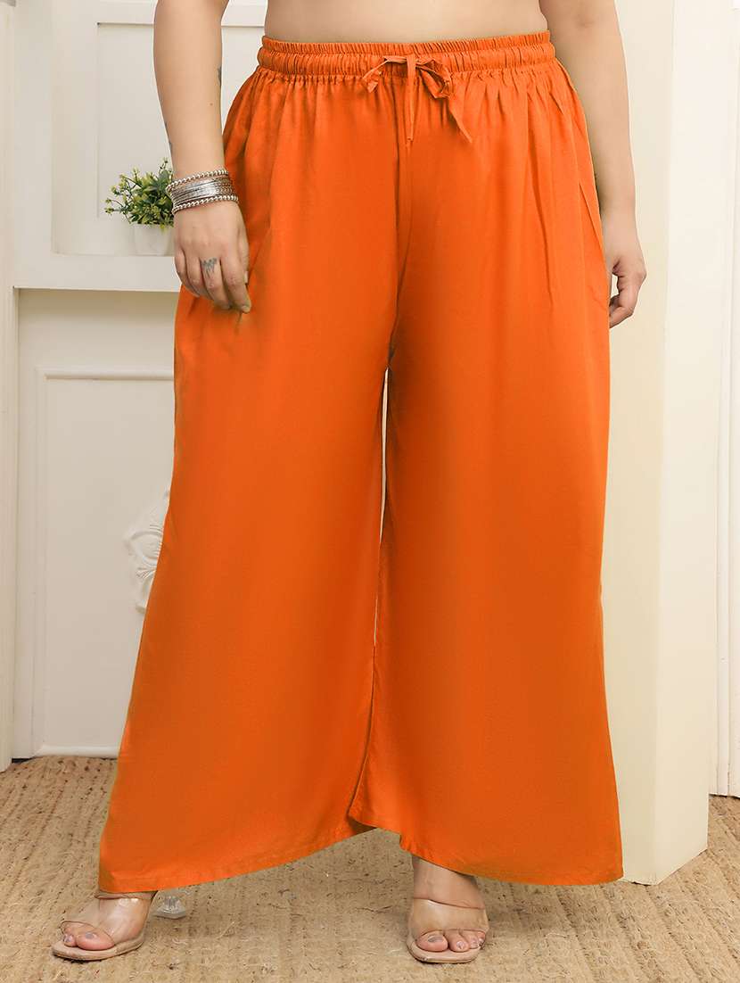 orange rayon palazzos
