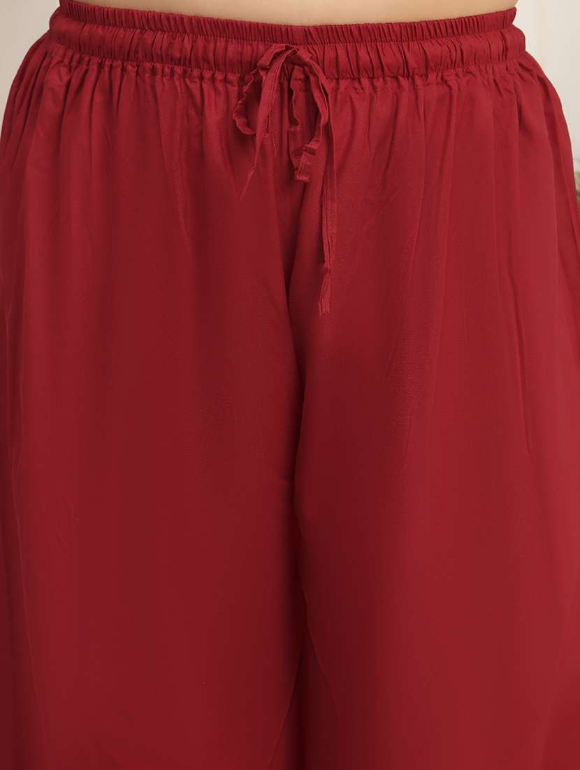 Maroon Rayon Palazzos - 22378719 -  Standard Image - 1