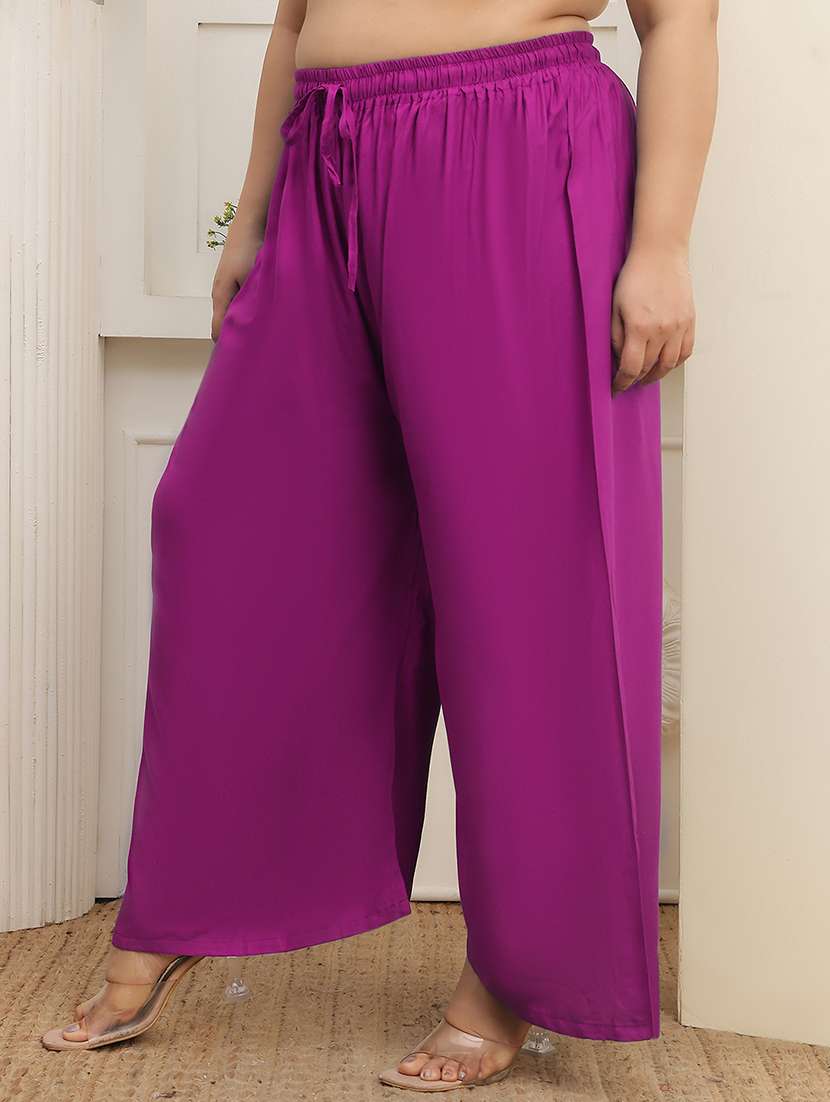 Women Plus Size Solid Mid Rise Palazzo - 22378735 -  Standard Image - 4