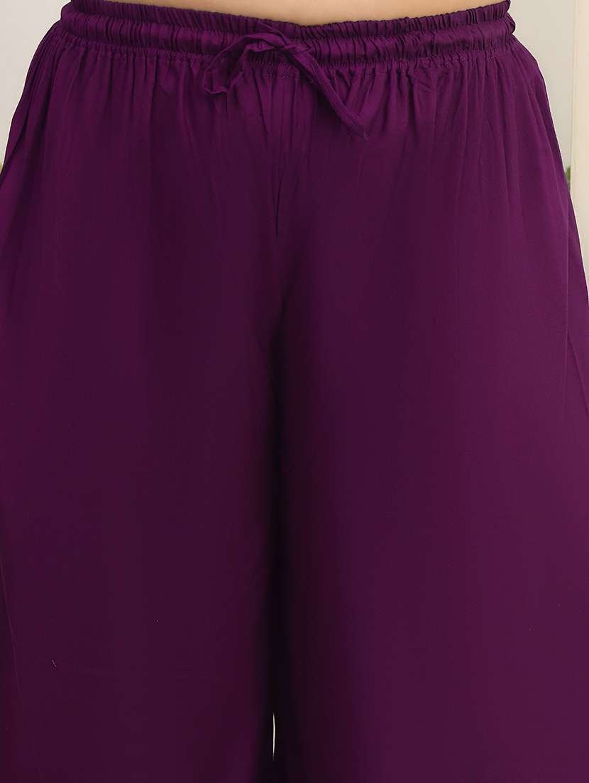 women plus size solid mid rise palazzo - 22378736 -  Standard Image - 1