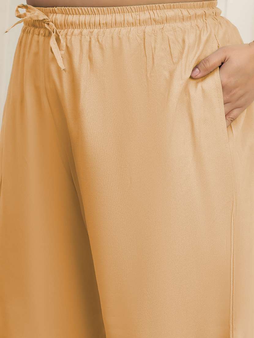 women plus size solid mid rise palazzo - 22378741 -  Standard Image - 1