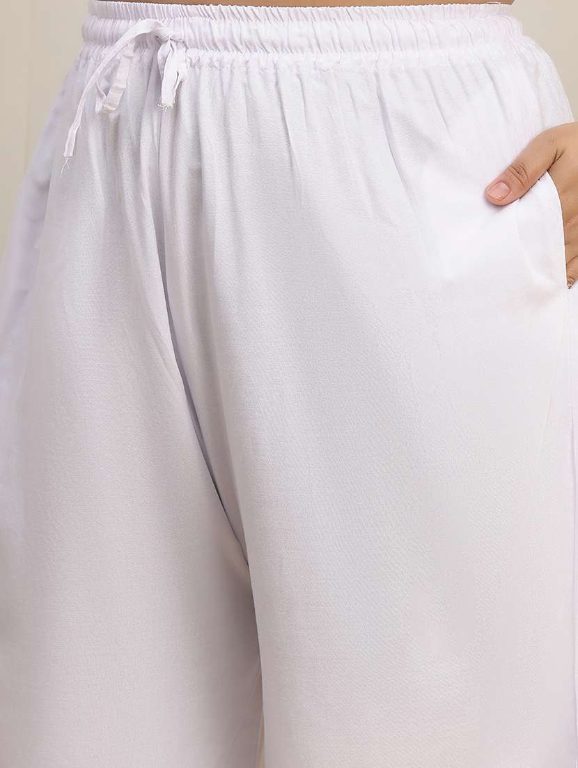 women plus size solid mid rise palazzo - 22378748 -  Standard Image - 1