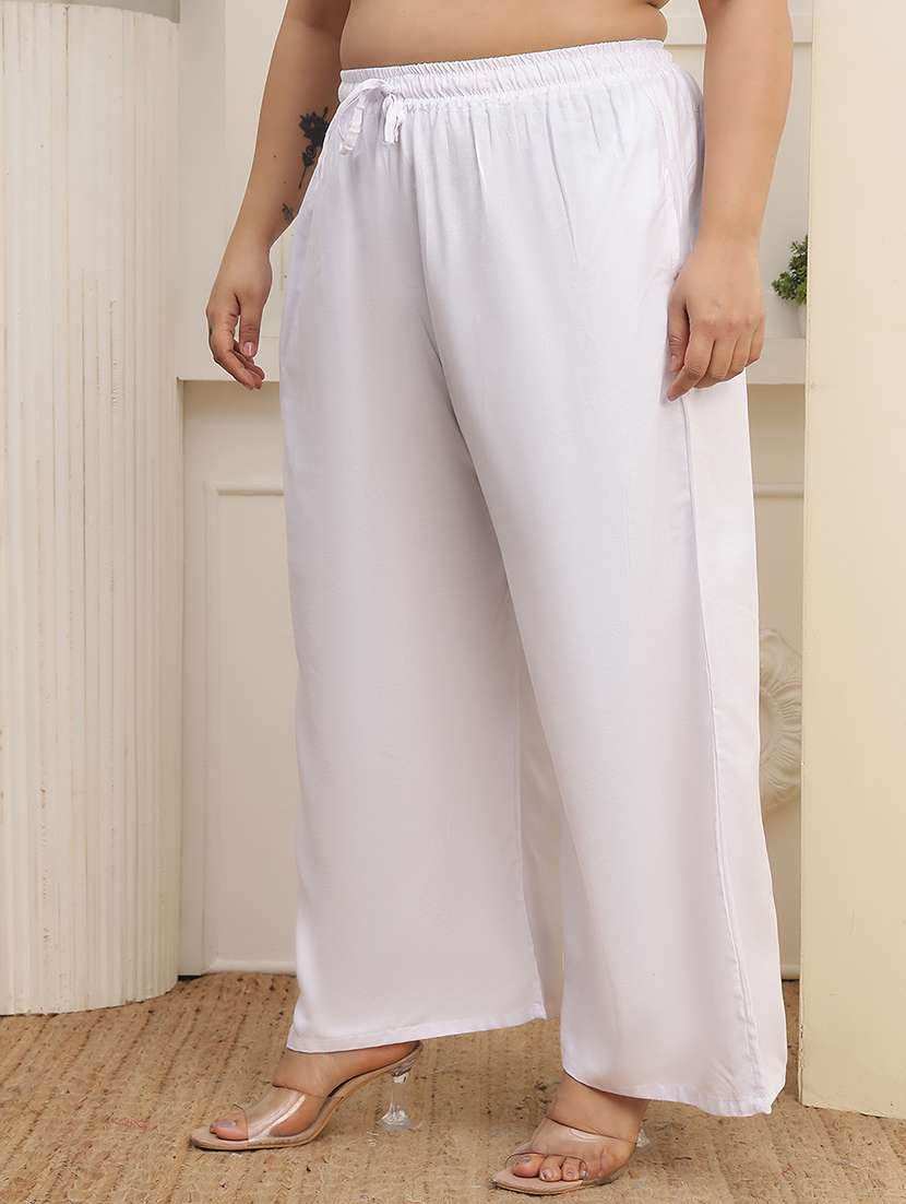 women plus size solid mid rise palazzo - 22378748 -  Standard Image - 4