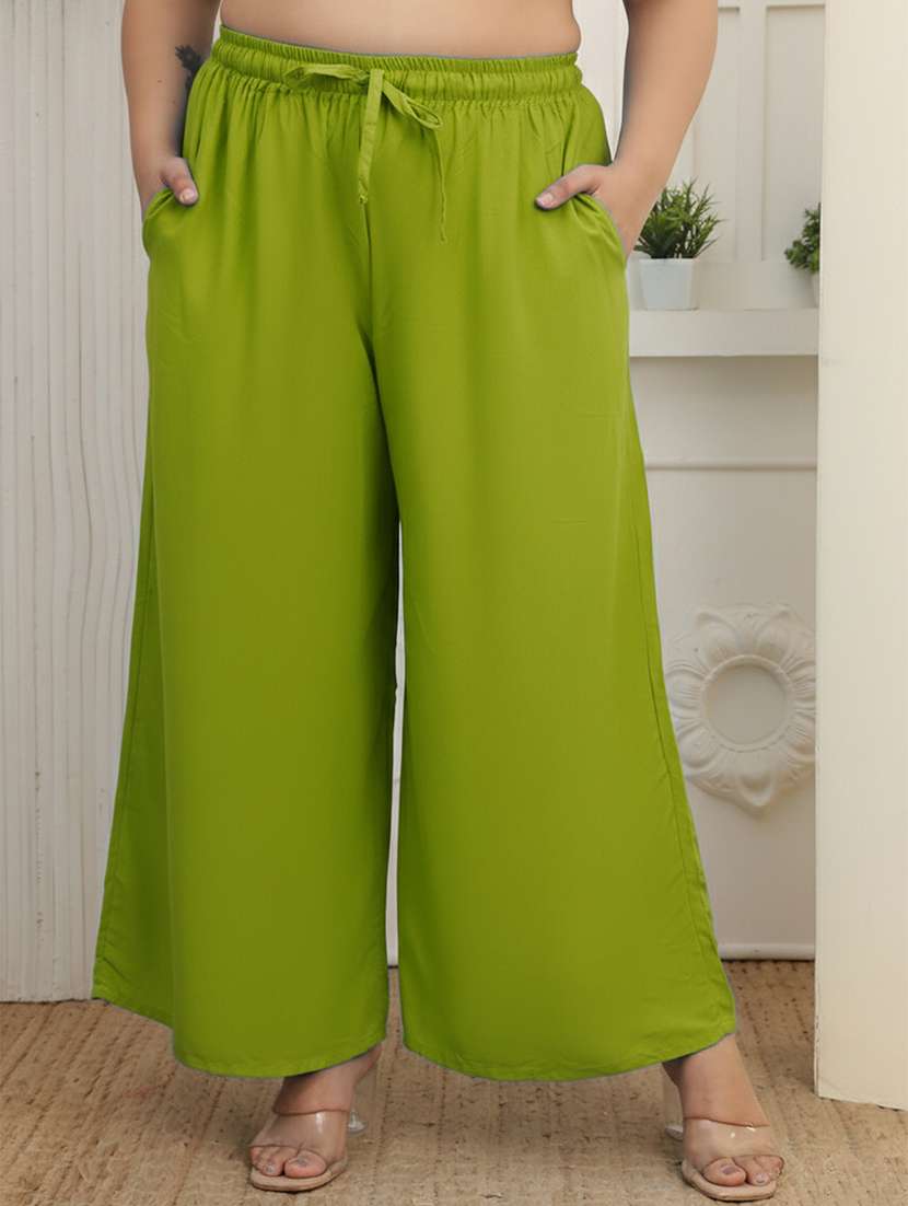 women plus size solid mid rise palazzo