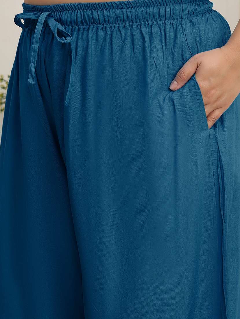 women plus size solid mid rise palazzo - 22378756 -  Standard Image - 1