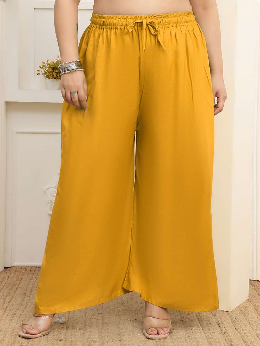 women pack of 2 plus size solid palazzo - 22378760 -  Standard Image - 1