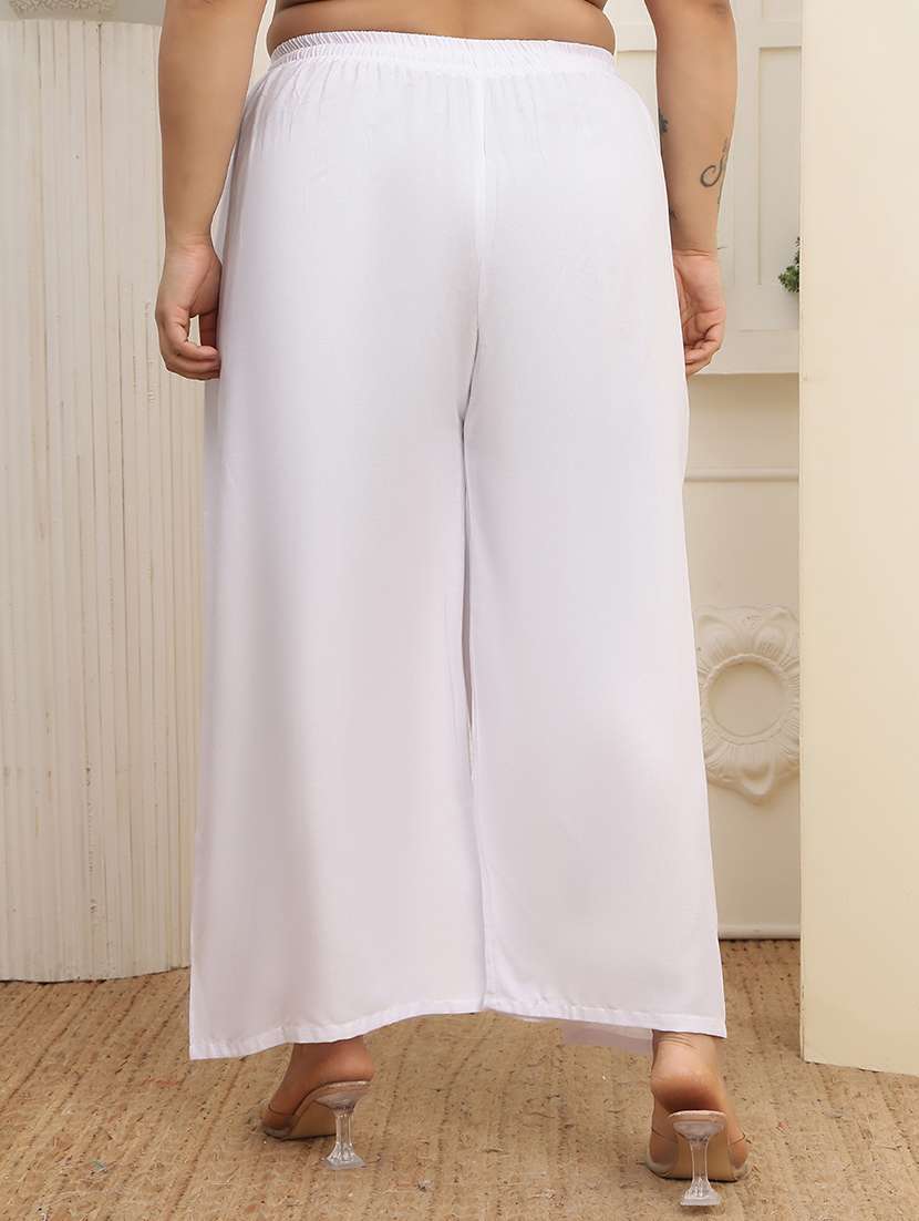 women plus size solid mid rise palazzo - 22378769 -  Standard Image - 4