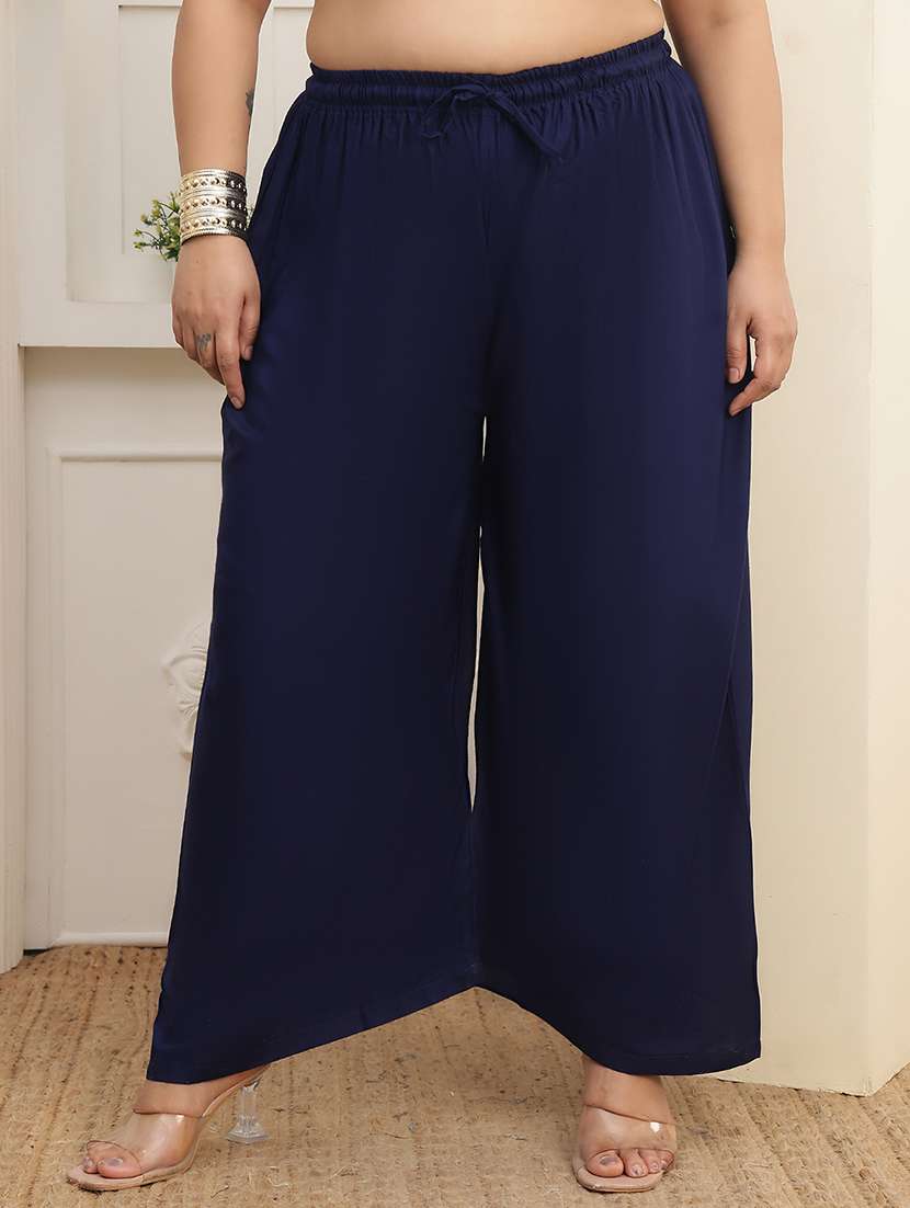 Multi Colored Rayon Palazzos - 22378877 -  Standard Image - 1