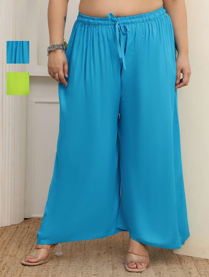 women pack of 2 plus size solid palazzo
