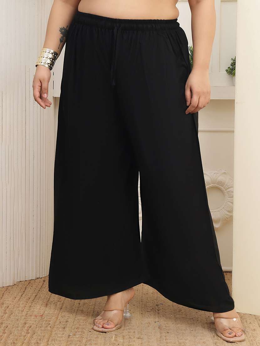 women pack of 2 plus size solid palazzo - 22378931 -  Standard Image - 1