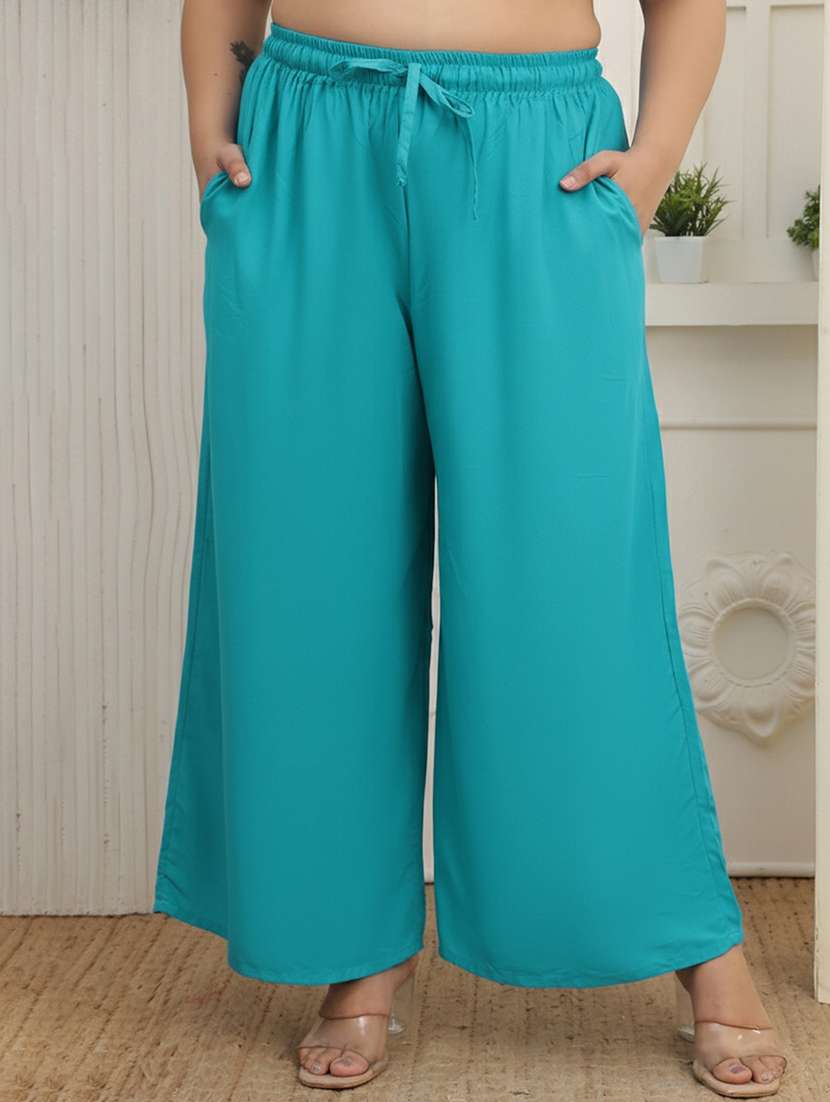 women pack of 2 plus size solid palazzo - 22378961 -  Standard Image - 1