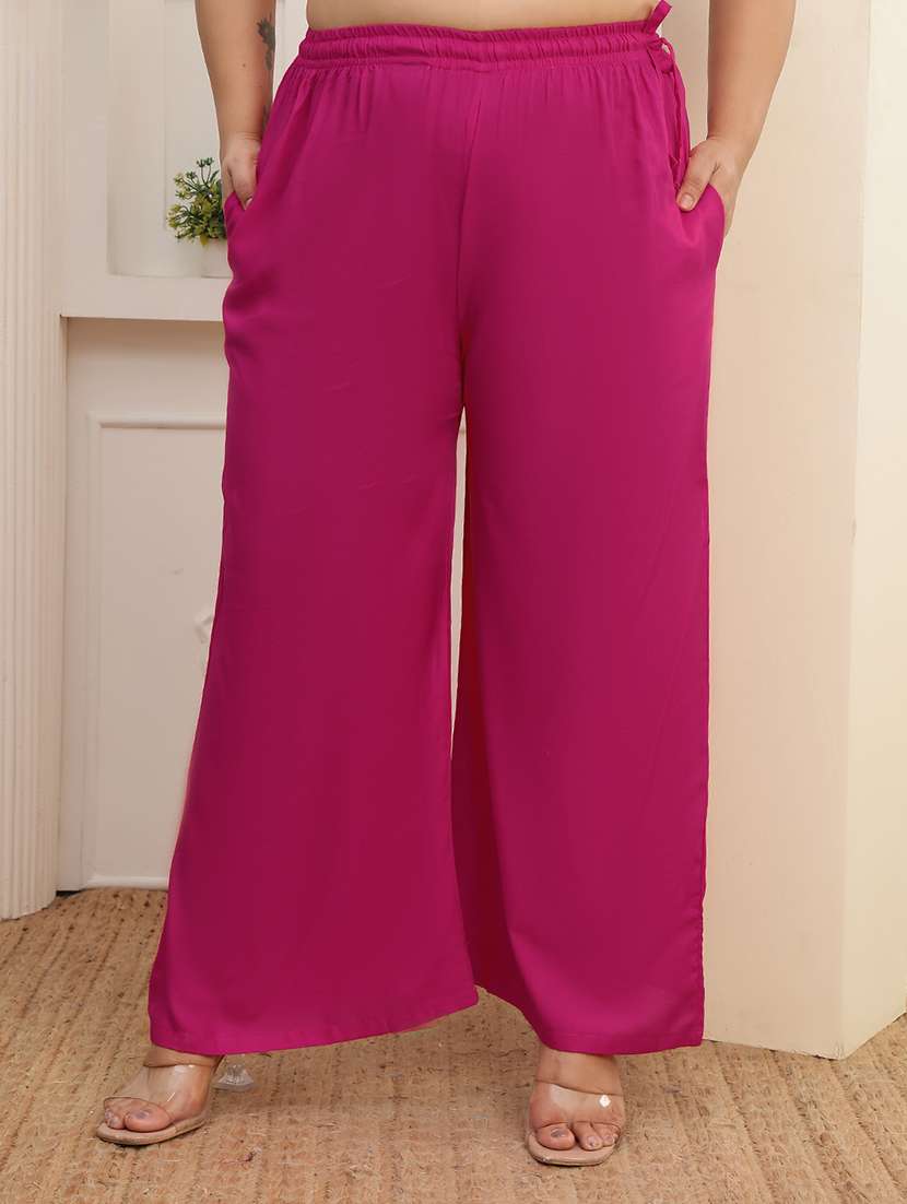 women pack of 2 plus size solid palazzo - 22378971 -  Standard Image - 1