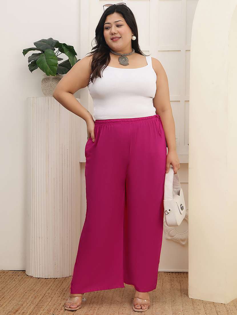 women pack of 2 plus size solid palazzo - 22378971 -  Standard Image - 6