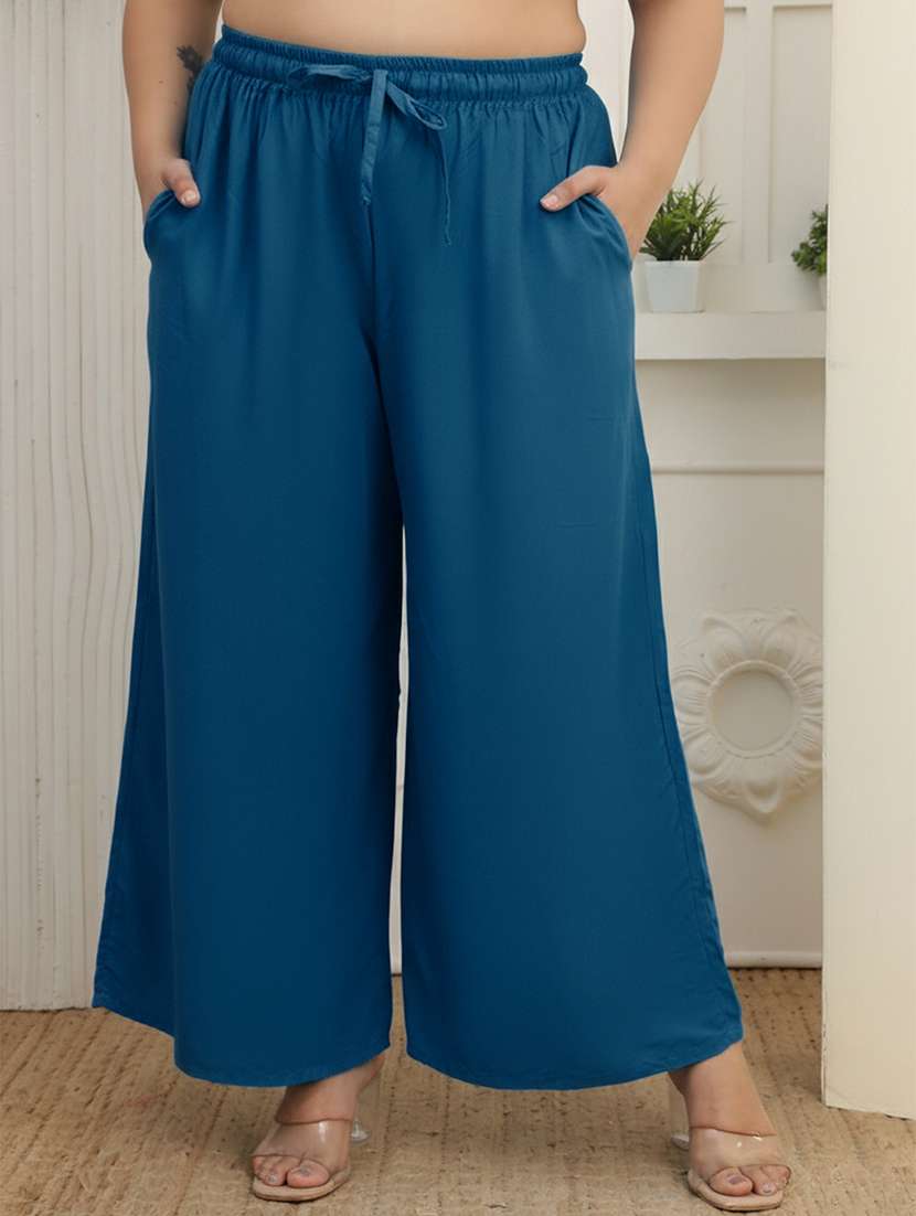 women pack of 2 plus size solid palazzo - 22378986 -  Standard Image - 1