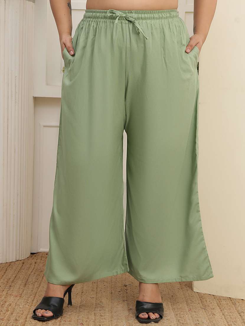 women pack of 2 plus size solid palazzo - 22378996 -  Standard Image - 1