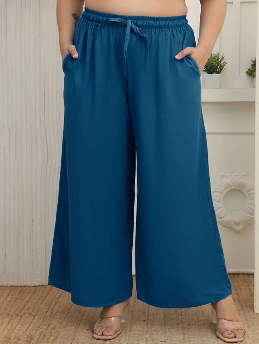 women pack of 2 plus size solid palazzo - 22379008 -  Standard Image - 1