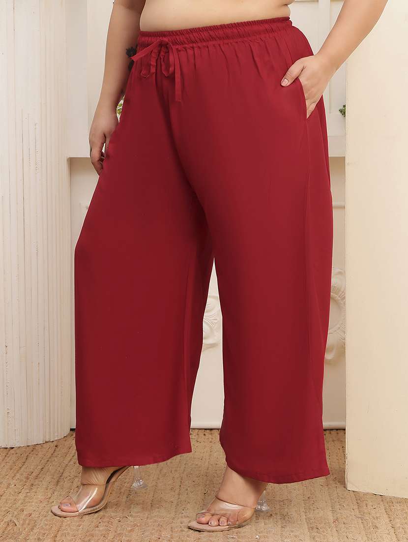 women pack of 2 plus size solid palazzo - 22379016 -  Standard Image - 1