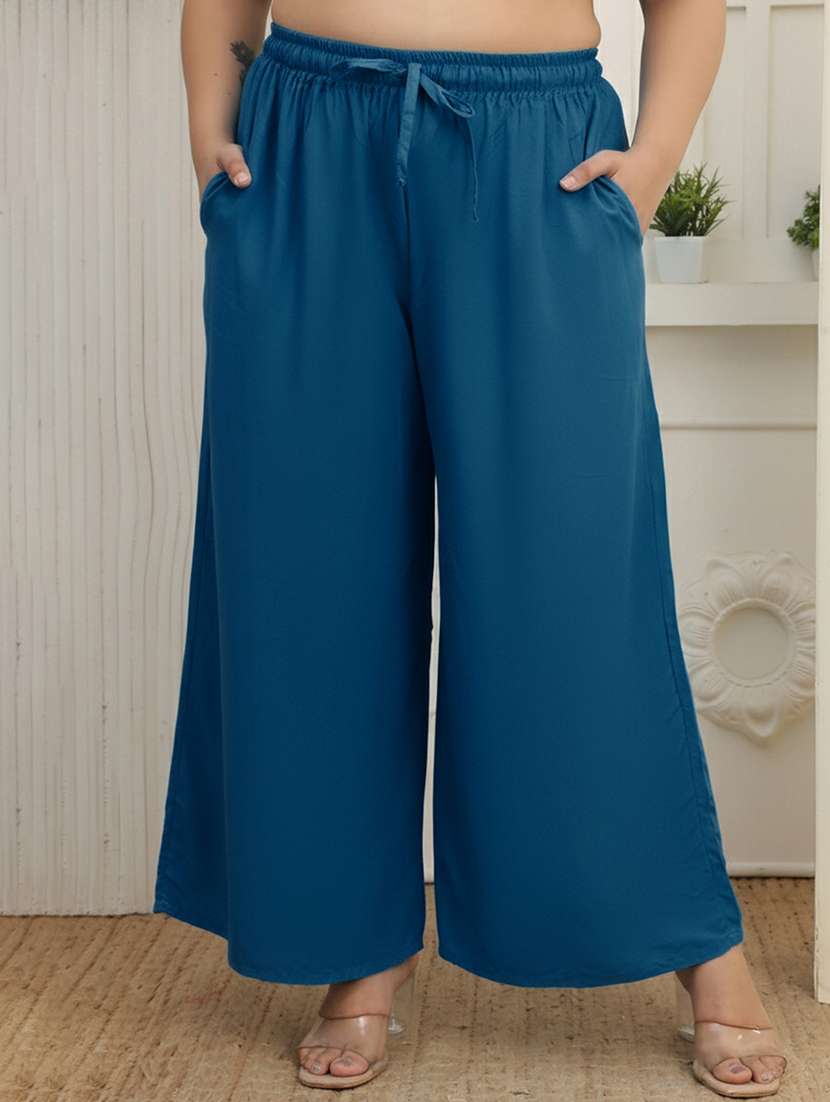 women pack of 2 plus size solid palazzo - 22379029 -  Standard Image - 1
