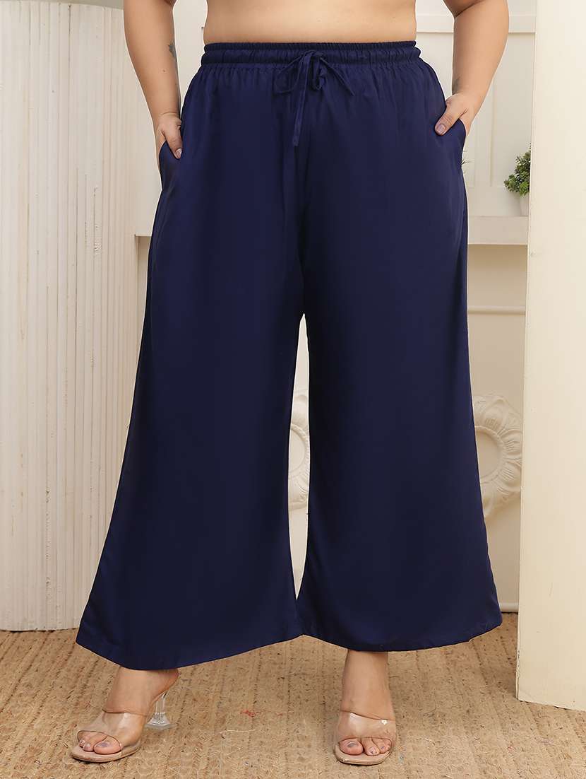 women pack of 2 plus size solid palazzo - 22379035 -  Standard Image - 1