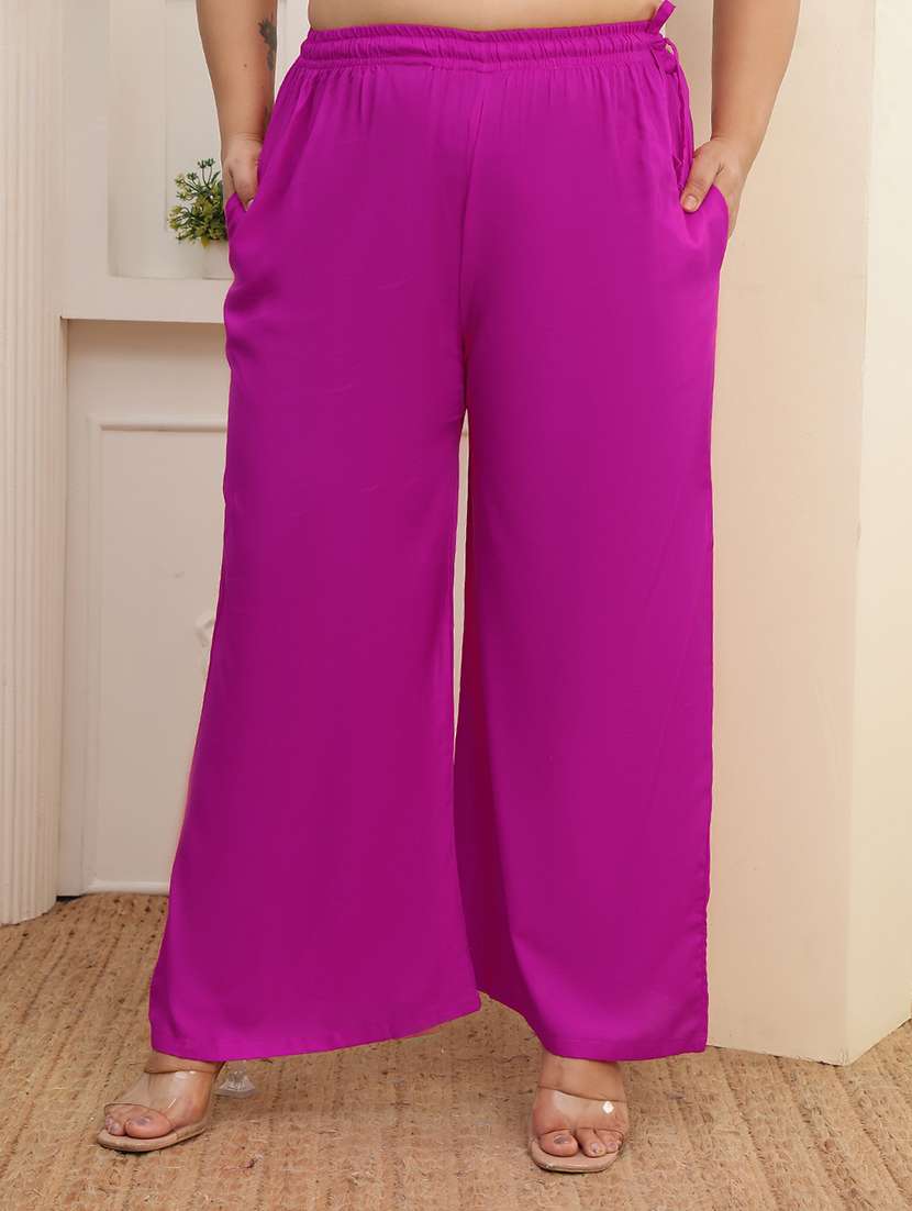 women pack of 2 plus size solid palazzo - 22379041 -  Standard Image - 1