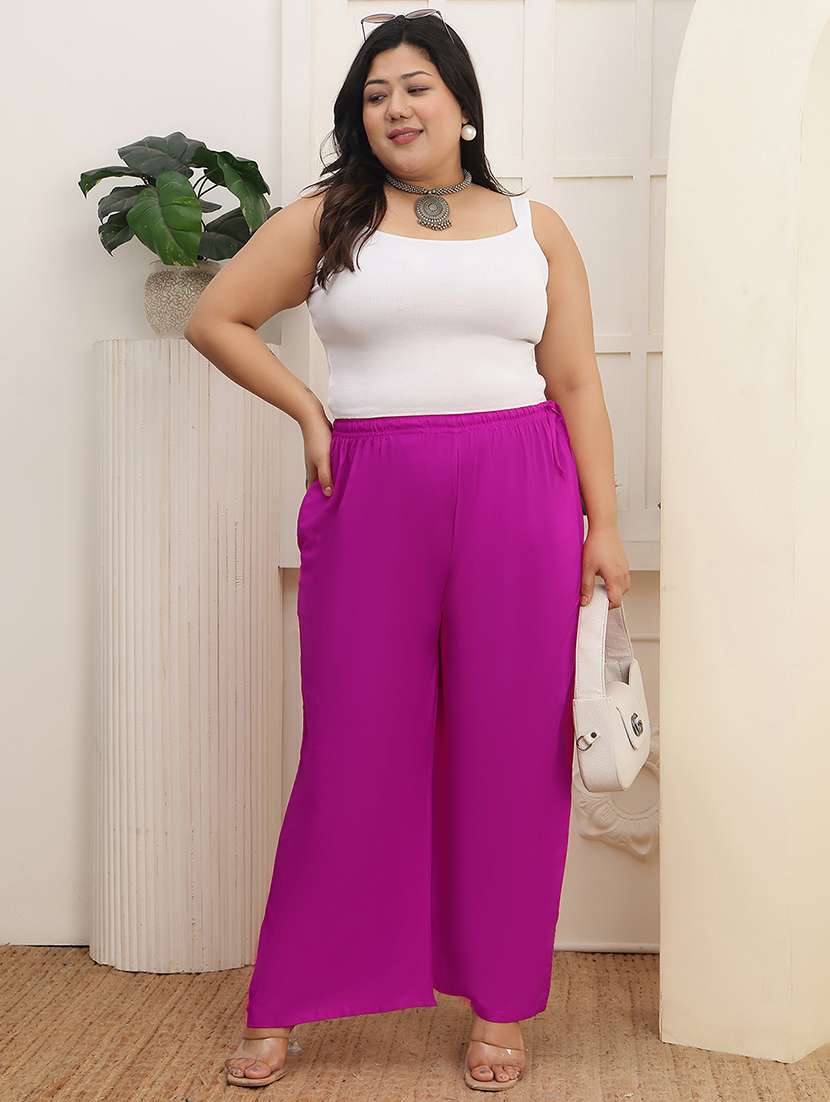 women pack of 2 plus size solid palazzo - 22379041 -  Standard Image - 6