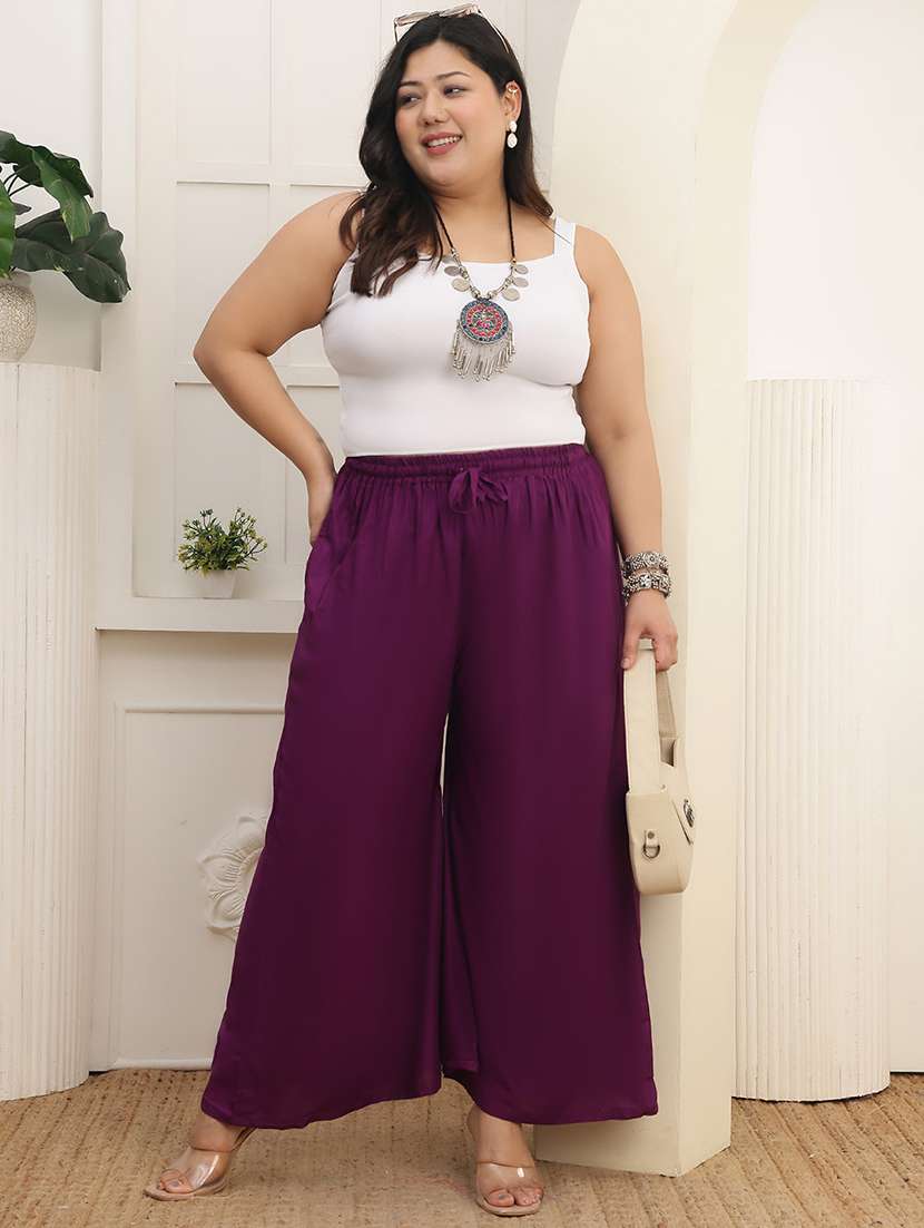 women pack of 2 plus size solid palazzo - 22379042 -  Standard Image - 6