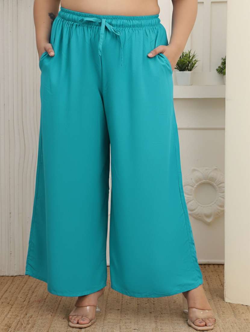 women pack of 2 plus size solid palazzo - 22379047 -  Standard Image - 1